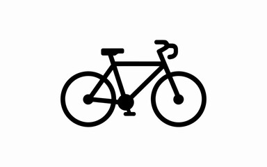 Fototapeta premium Minimalist black silhouette of a bicycle with two wheels, frame, seat, and handlebars. Flat vector icon style,