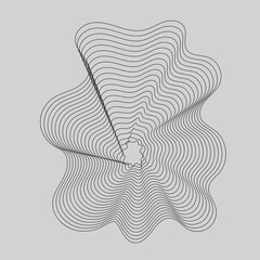 Abstract Wavy Line Art Formation with Central Spiral on Gray Background lines