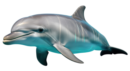 Isolated dolphin swimming