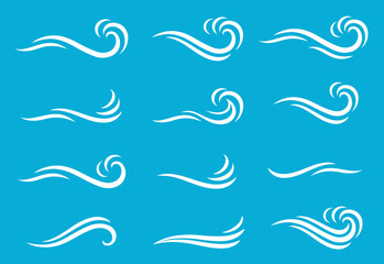 Set milk waves, swirl and splash, white curl and design elements