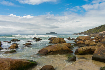 A view of Praia do Saquinho in Florianopolis island, Brazil