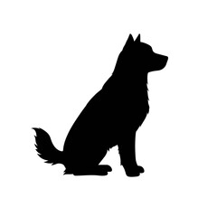 Obraz premium Obedient dog sitting with its tail wagging - simple silhouette icon.