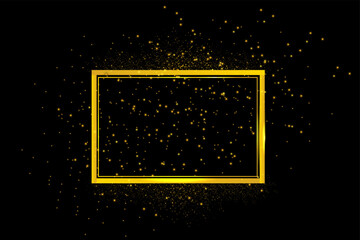 Obraz premium Golden frame with glowing dust sparkles on shining edge