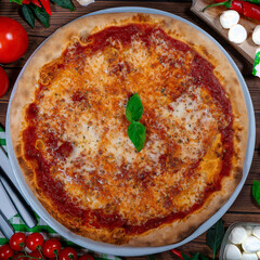 Margherita pizza mozzarella cheese tomato sauce basil International pizza day