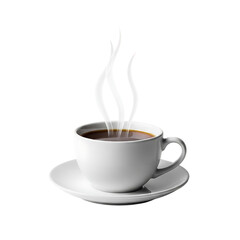 Hot cup of coffee with steam isolated on transparent background