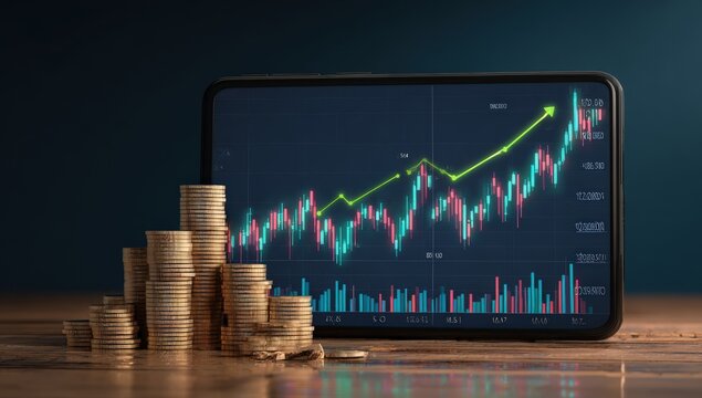 Financial growth displayed on a tablet