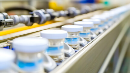 Obraz premium Vials on a Pharmaceutical Production Line