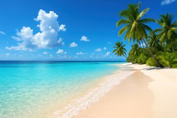 Tropical paradise beach scene.
