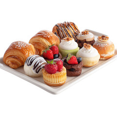 A Variety of Delicious Pastries Served on a Tray [Transparent Background PNG].