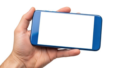 Isolated Hand Holding Blue Smartphone