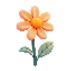 Cute flower pixel art elements