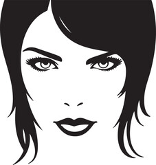  Girl outline front look face in silhouette white background