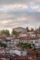 The Bishopric in Ohrid with a cloudy sky in the background