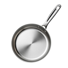 Sleek Stainless Steel Frying Pan with Long Handle, Ideal for Cooking and Kitchen Use, Top View Image