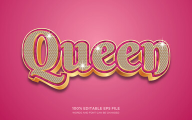 Queen 3D editable text style effect © Fauzan