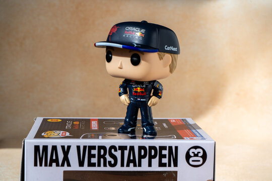 Funko POP Formula 1 Max Verstappen figurine. Formula one fun toy. Italy, Imola - 18 May 2025