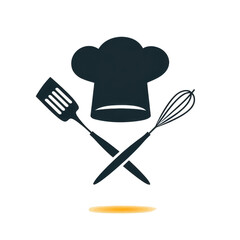 Culinary arts vector illustration with chef hat spatula and whisk