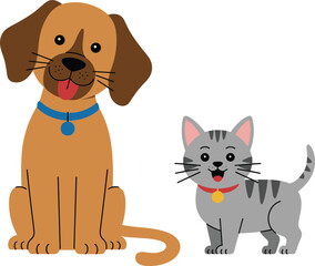 Obraz premium Dog and cat illustration material on white background