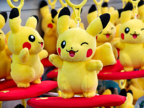 Shanghai,China-August 31st 2025: cute Pokemon pikachu plush toys