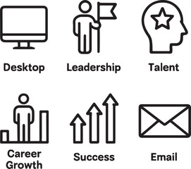 Fototapeta premium Business and career development icons with labels desktop