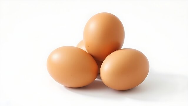 Fresh brown eggs on a white background, emphasizing simplicity and natural food.