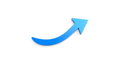 Blue arrow pointing up growth direction business success stock market concept