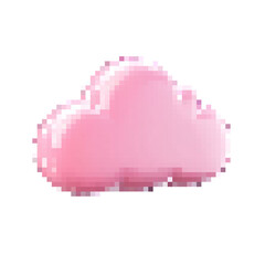 Aesthetic pink cloud pixel art element