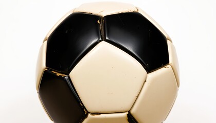 Close up of a black and white soccer ball for sports and recreation activity