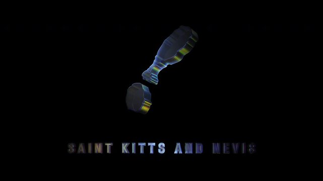 Rotating hologram of saint kitts and nevis country shape