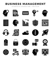 Business Management Icons bundle. Glyph style Icons. Vector illustration.