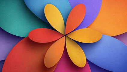 Colorful, layered, paper-like flower design