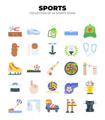 Obraz premium Collection of 25 Sport Icons. Colorful Flat Design