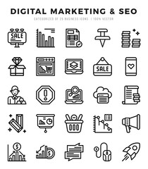 Digital Marketing & SEO icons set for website and mobile site and apps.