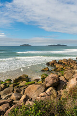 Seascape, rocks and islands near Praia da Solidao in Florianopolis, Brazil