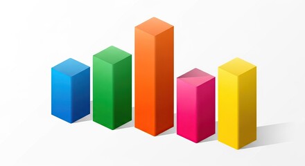 Colorful 3d Bar Graph Displaying Growth in Modern Style