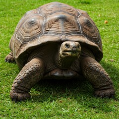 Fototapeta premium An old tortoise on the grass