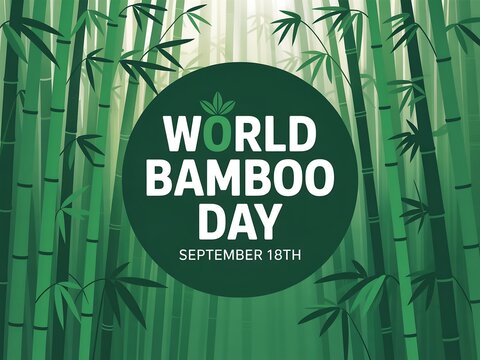 Celebrate world bamboo day with a lush green forest illustration promoting sustainability and nature