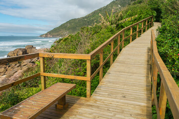 Obraz premium Platform that leads to Praia da Solidao in Florianopolis island, Brazil
