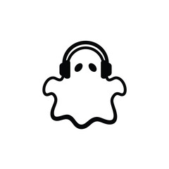 Ghost wearing headphones listening to music icon