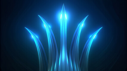Abstract blue light streaks ascending in a dark futuristic background