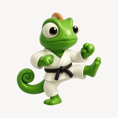 Obraz premium Cartoon lizard practicing karate.