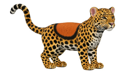 Isolated cartoon leopard, cute wild cat