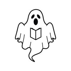 Ghost reading book icon education learning