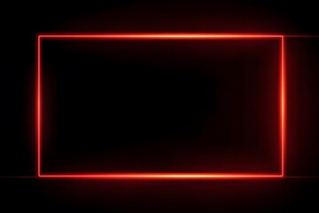 A red, glowing, rectangular frame border on a black background,