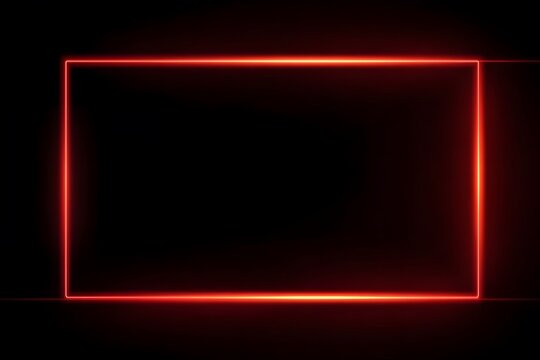 A red, glowing, rectangular frame border on a black background, - Powered by Adobe