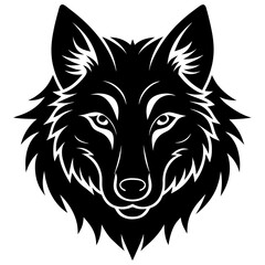 A Silhouette wolf with white background