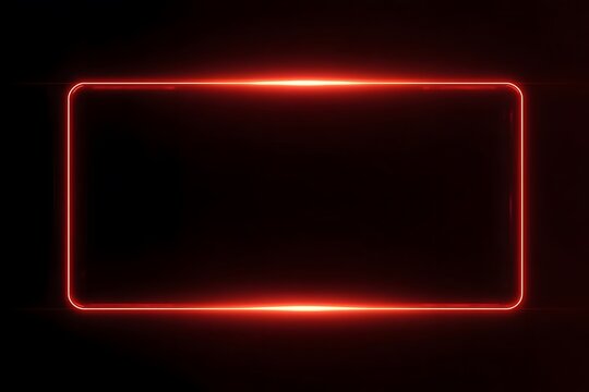 A red, glowing, rectangular frame border on a black background, - Powered by Adobe