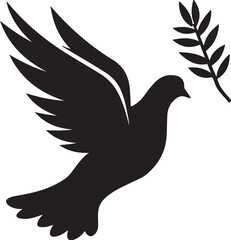 Silhouette Dove With Olive Branch