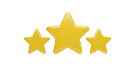Three yellow stars arranged in a row on a white background.