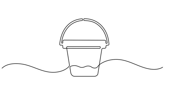 One Continuous Line Drawing of Bucket Icon. Single Line Vector Illustration, Bucket animation continuous one line drawing, simple linear style design concept. beverage with Full length one line
